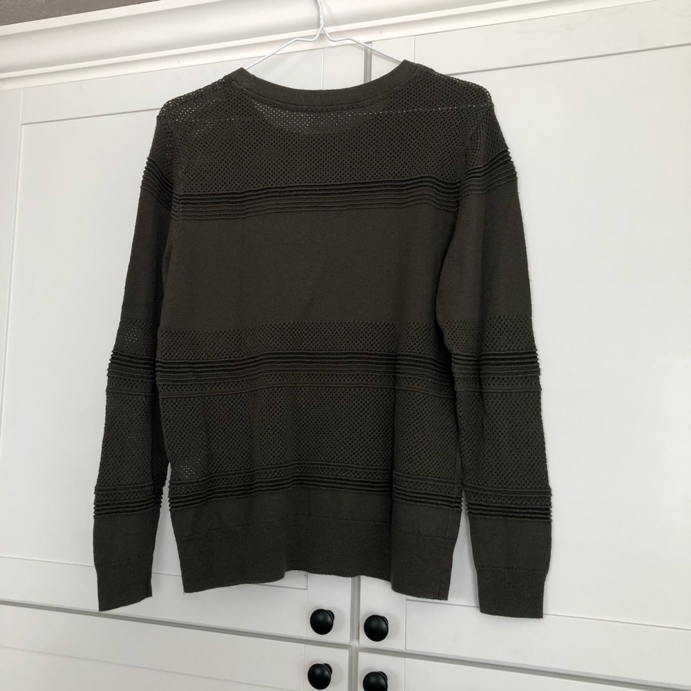Market & Spruce ~ Women’s Dark Green Crewneck Open Knit Sweater - Picture 3 of 6